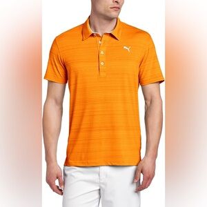 4/$25 • Puma Vibrant Orange Barcode Stripe Polo Golf Shirt